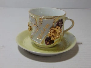 VINTAGE GERMANY "THINK OF ME" DECORATIVE CUP & SAUCER - Picture 1 of 14