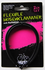 2 FLEXIBLE HOSENKLAMMERN MIT REFLEKTOR HÄLT DIE HOSE SAUBER + FERN VON DER KETTE - Bild 1 von 3