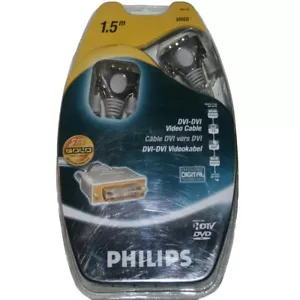 Philips DVI - DVI Video Cable 6ft TV Monitor DVD Sat Home Projector 24K Gold NUEVO - Imagen 1 de 1