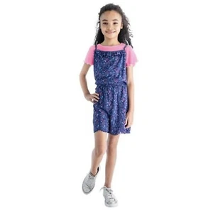Blush by Us Angels Girl 2 Piece Romper T-Shirt Set, NAVY - PINK, XS 5/6  - Picture 1 of 5