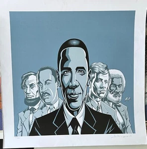 That One Art Print MLK, Bobbie Kennedy, Obama S & #'d by Justin Hampton - Picture 1 of 1