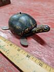 FISHING LURE FOLK ART 7" VINTAGE WOOD HAND CARVED  BELLY WEIGHTED TURTLE DECOY