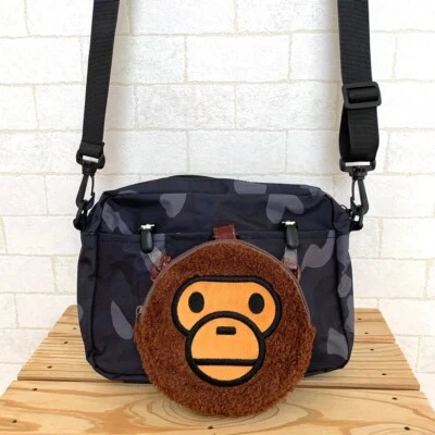 BAPE KIDS by A Bathing Ape Camo Black Shoulder Bag with MILO Pouch 2022AW eMook - Image 1 of 4