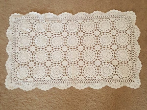 Doily crochet white rectangle vintage - Picture 1 of 7