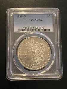 Vintage 1880-O (New Orleans) Morgan Silver Dollar: PCGS AU58 - Picture 1 of 2