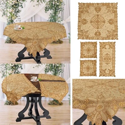 Sanskriti Hand Beaded 4 Set Cream Table Runner Cover Mat Net Home Decor Ooak - Image 1 of 4