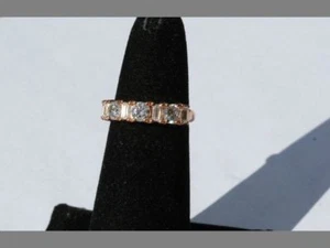 14 Karat vergoldeter massiver 925 Sterlingsilber 0,75 Karat Verlobungsring/Anniv CZ Gr. 5,25 - Bild 1 von 8