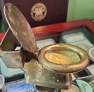 Vintage Brass Toilet, Novelty Ashtray & Match Box  Holder - Picture 1 of 12