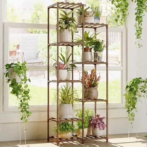 Bamworld Tall Plant Stand for Indoor Plants Outdoor Corner Plant Shelf Flower St