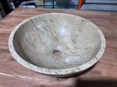 16" Sahara Marble w/ mosaic Inlaid Bathroom Vessel Sink AS-IS Sale sink# 210 - Image 1 of 3
