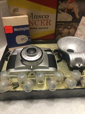 Ansco Lancer Camera & Accessories Vintage Original Box Flash Bulbs Manual - Image 1 of 4