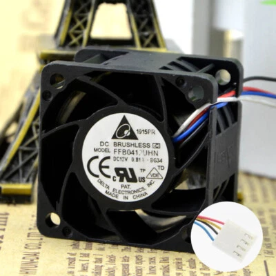 Lot of 4 DELTA DC BRUSHLESS FFB0412UHN 12V 0.81A fan 4pin - Image 1 of 2