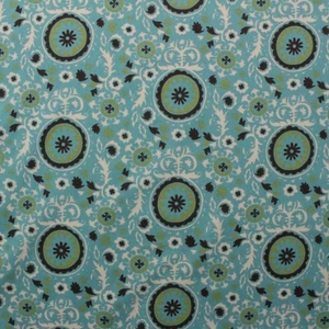 PREMIER PRINTS ROYAL SUZANI CHOCOLATE NATURAL BLUE FABRIC BY THE YARD 54"W - Picture 1 of 6