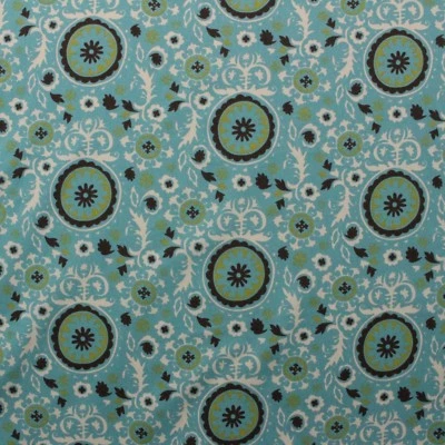 PREMIER PRINTS ROYAL SUZANI CHOCOLATE NATURAL BLUE FABRIC BY THE YARD 54"W - Image 1 of 4