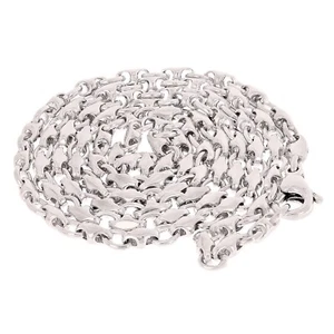 Collar de eslabón de moda de oro blanco liso de 10 K 4 mm 24" 28,2 gramos - Imagen 1 de 3