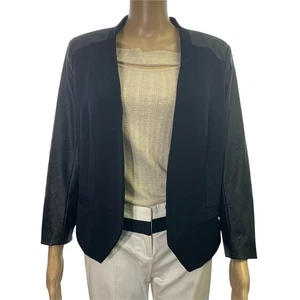 Black Rainn Womens Blazer Suit Jacket Faux Leather Black Hook Closure Medium - Picture 1 of 11