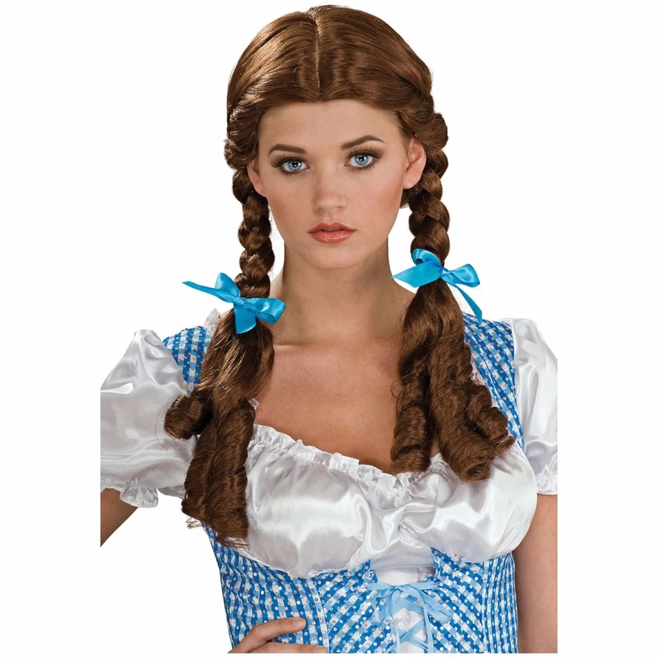 Libro de cuentos Granja Niña Clásica Marrón Trenza Mujer Disfraz Peluca con Cinta Foto 1 de 1