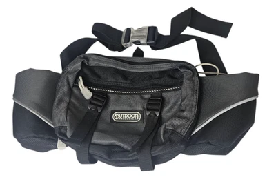 Outdoor Products Black Waist Bag Fanny Pack Padded bottle Holders Zipper Pockets - Image 1 of 4