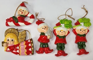 5 Vintage Josef Original Mädchen Engel & Elfen Weihnachtsschmuck 3,25" Elfe - Bild 1 von 5