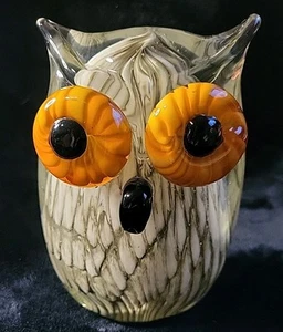  Mundgeblasene Glas Murano Stil Eule Figur mit applizierten Augen 6" Boho - Bild 1 von 6