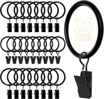 Curtain Rings with Clips Hooks for Drapes and Curtain Rods - Image 1 of 4