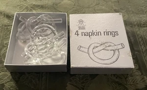 Georg Jensen Mid Century Modern Klar Plexiglas Serviettenringe Knoten 6er Set & Box - Bild 1 von 9