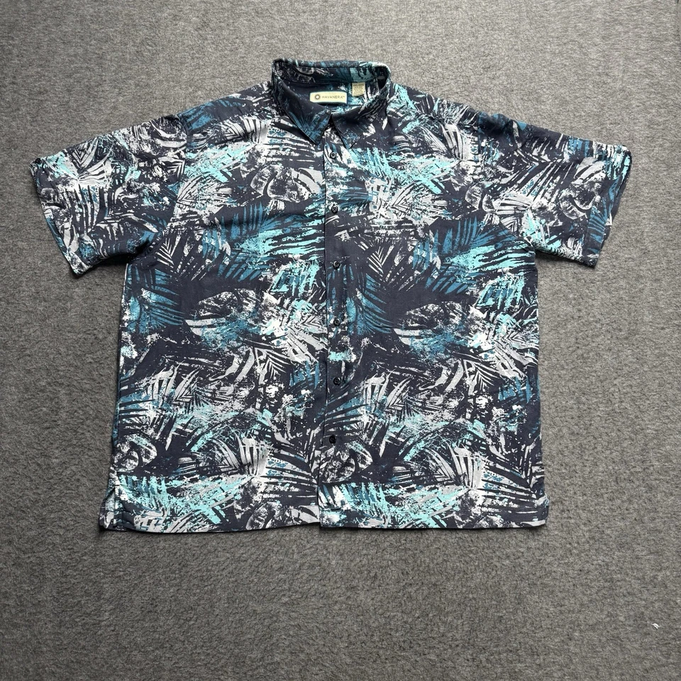 Camisa Havanera Hawaiana Mezcla de Lino Manga Corta Para Hombre XXL 2XL Estampado Floral Foto 1 de 4