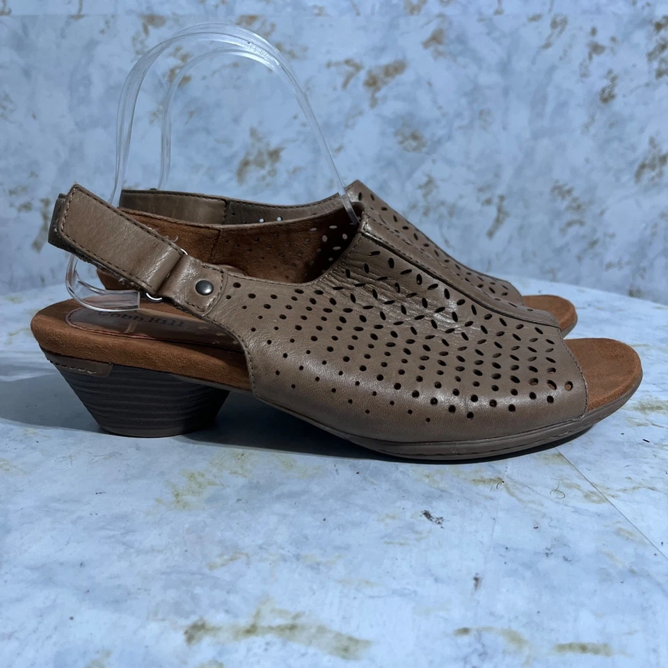 Zapatos Cobb Hill para mujer talla 10 de cuero marrón punta abierta cómodos tacones con cordones Foto 1 de 4