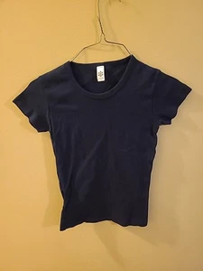 American Apparel Classic Girl  Blue Black Tshirt Cute Size S Made In USA - Picture 1 of 5