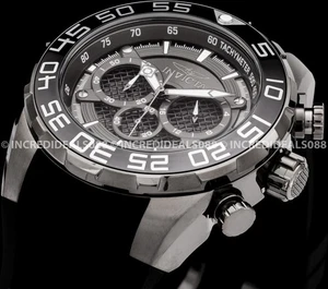 Invicta Men Speedway Chronograph Gunmetal Dial Black Combat Tachymeter SS Watch - Picture 1 of 8