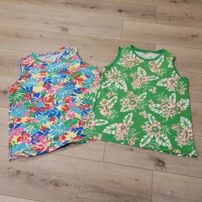 2 Womens Lands End Tropical Floral Prints Tank Tops Shirts Size S/P 6-8 - Image 1 of 4