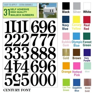 SET OF 31 2" HIGH SELF ADHESIVE VINYL MAILBOX NUMBERS, DOOR,LOCKERS - Century - Picture 1 of 7