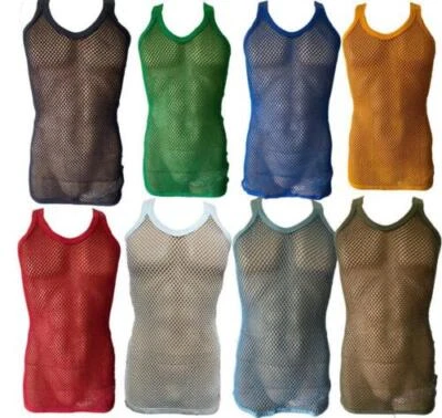 Mens String Vest Pendeen Premium  100% Cotton British Mesh String Vest - Image 1 of 4