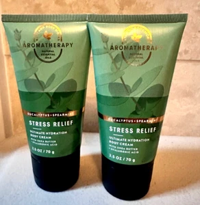 Bath & Body Works STRESS RELIEF EUCALYPTUS SPEARMINT Body Cream Travel 2.5 oz 2X - Picture 1 of 3