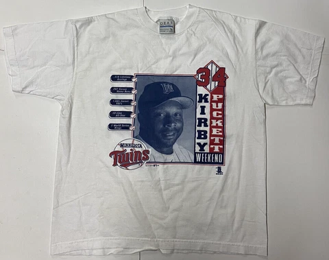 Vintage Minnesota Twins Kirby Puckett T Shirt Men Large 90s Graphic MLB Bold HOF Cover