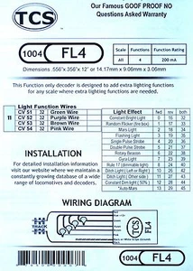 DCC decoder TCS Train Control Systems FL4, Function Only,4 lighting functions - Picture 1 of 6