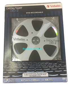 Verbatim Digital Movie DVD-R - x-4x Speed - 4.7 GB, 120 Min,  5 Pack - Picture 1 of 10