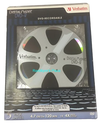 Verbatim Digital Movie DVD-R - x-4x Speed - 4.7 GB, 120 Min,  5 Pack - Image 1 of 4