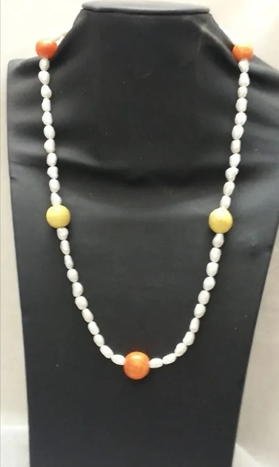 Collana Perle E Ceramica, terminale in argento  - Immagine 1 di 1