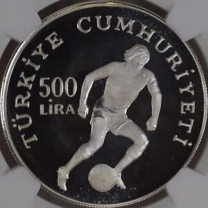 TURKEY. 1982, 500 Lira, Silver - NGC PF69 - Top Pop 🥇 World Cup Spain