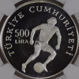 TURKEY. 1982, 500 Lira, Silver - NGC PF69 - Top Pop 🥇 World Cup Spain - Picture 1 of 6