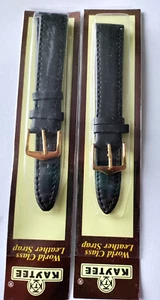 2XMens Genuine Leather Watch Strap Band 18mm BLACK (PACK OF 2) - Picture 1 of 2
