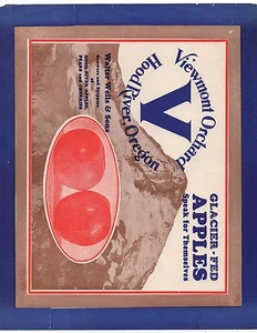 Viewmont Orchard 1920 Apple Label Hood River Oregon - Imagen 1 de 1