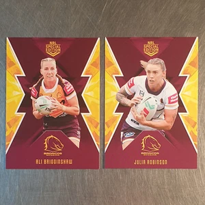 Juego de 2 cartas base equipo Brisbane Broncos NRL 2025 Best & Less NRLW - Imagen 1 de 3
