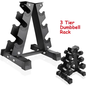 3 Tier Dumbbell Rack Storage Stand Tree Hex Vertical Weight Wide Home Gym Tools - Picture 1 of 12