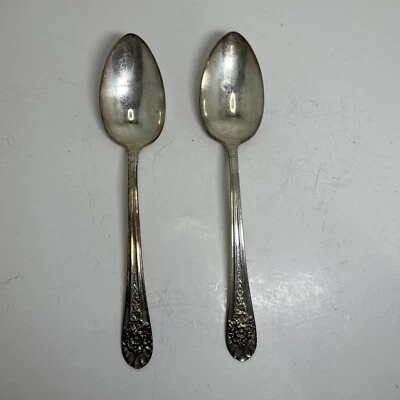 Wm Rogers 1953 Silverplate JUBLILEE Flatware 8.5” Serving Spoons Set Of 2 - Image 1 of 4