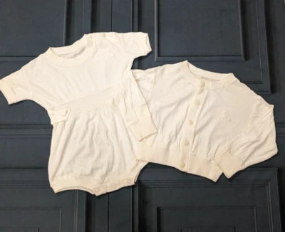 Camisa Mameluco Conjunto Bebé Infantil Vintage Blanco Bordado Nylon MCM AÑOS 50 60 Foto 1 de 4