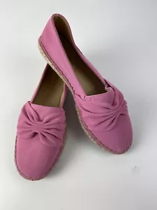 Talbots Pink Bow Espadrilles Suede Leather Slipon, Size 6.5 - Picture 1 of 10