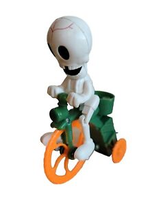 Vintage Plastic Halloween SKELETON riding Tricycle Wind-up Candy Lollipop Holder