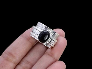 Black Onyx Ring 925 Sterling Silver Ring Handmade Gemstone Ring Women's Ring - Picture 1 of 2